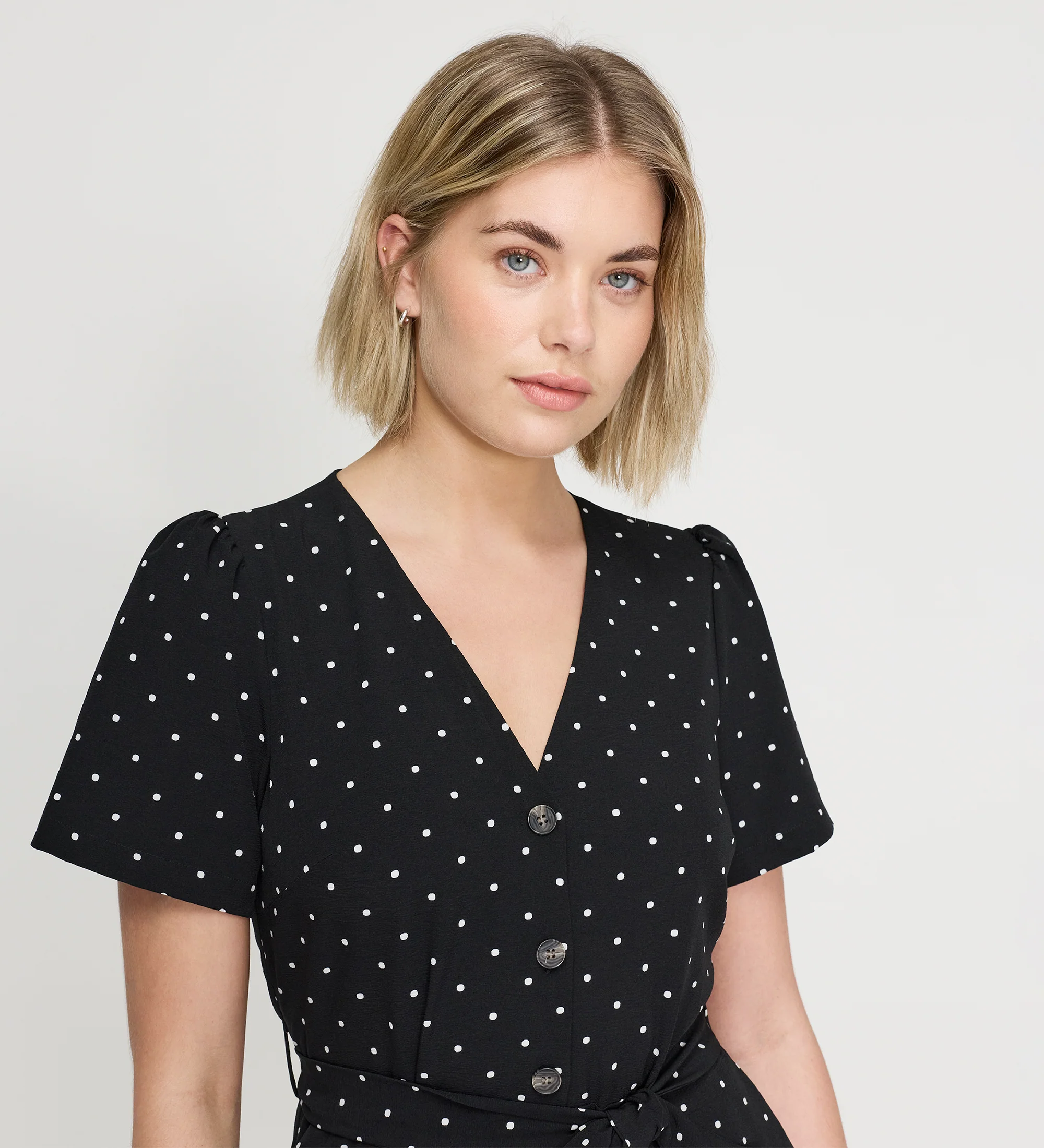 Uma Black Polka Dot Belted Wide Leg Jumpsuit - Image 3