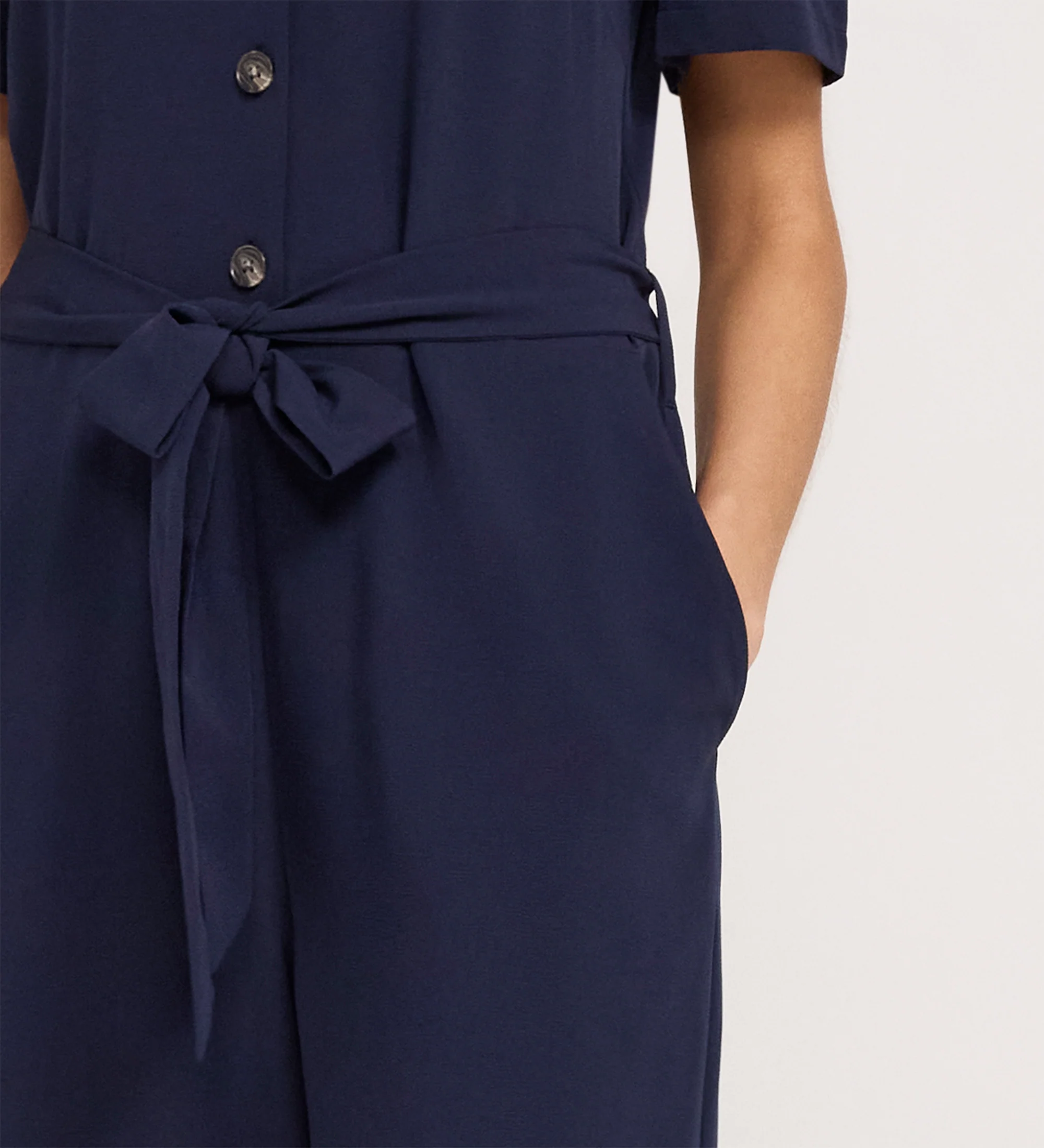 Uma Navy Crepe Jumpsuit - Image 3