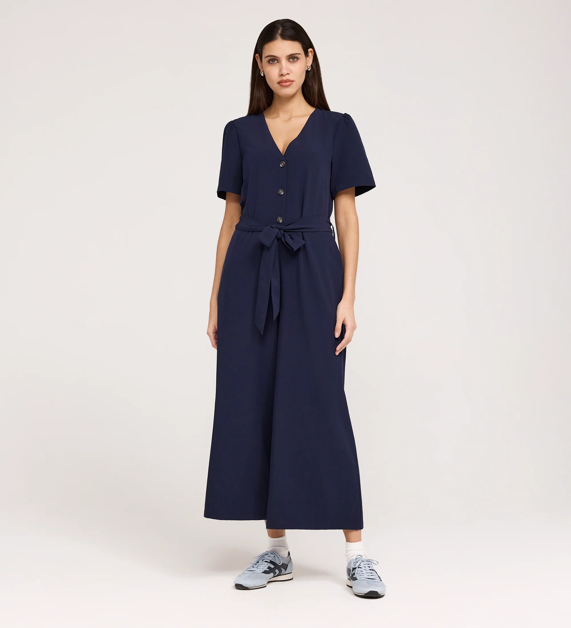 Uma Navy Crepe Jumpsuit - Image 4