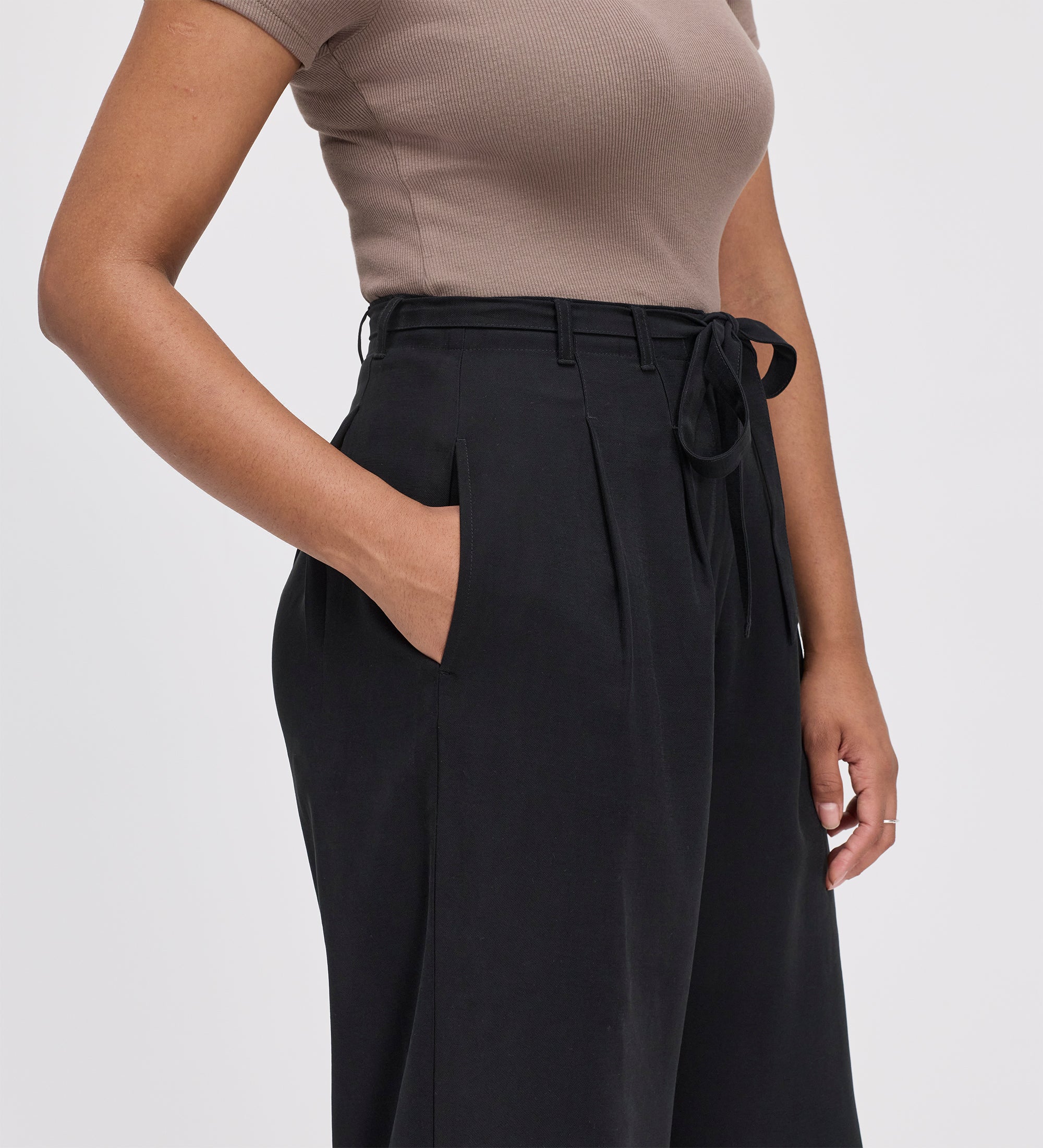 Venus Black Cupro Wide Leg Trousers - Image 4