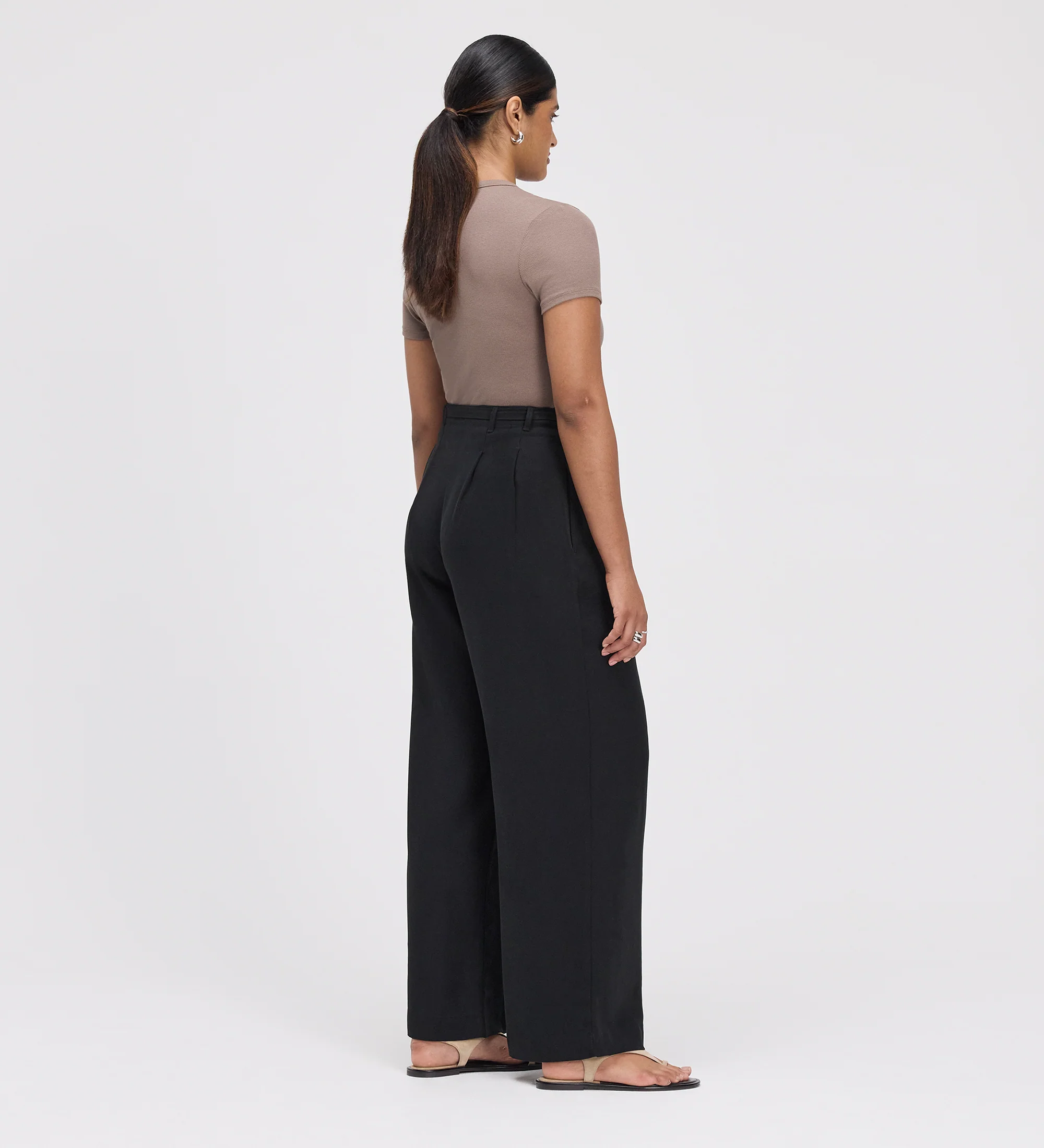 Venus Black Cupro Wide Leg Trousers - Image 6