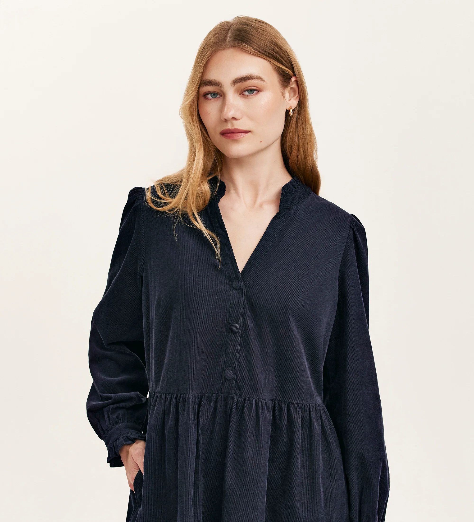 Verona Navy Corduroy Short Dress - Image 3