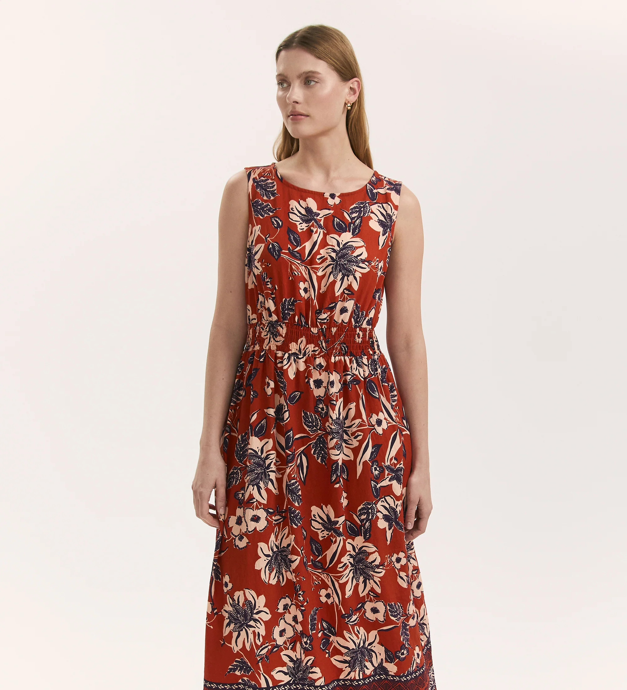 Willow Rust Floral Sleeveless Midi Dress - Image 3