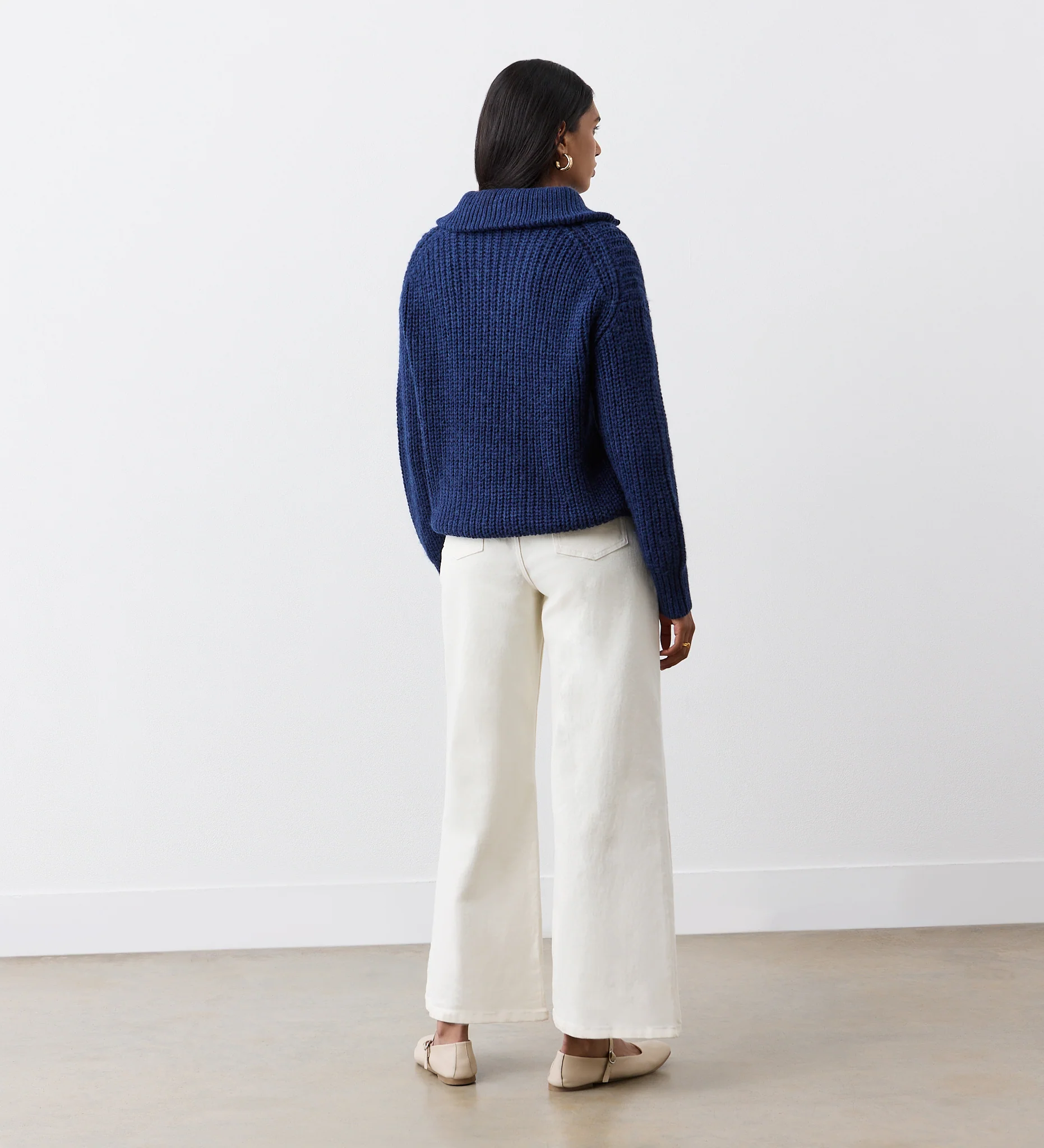 Wilma Navy Half Zip Funnel Neck Jumper - Image 4