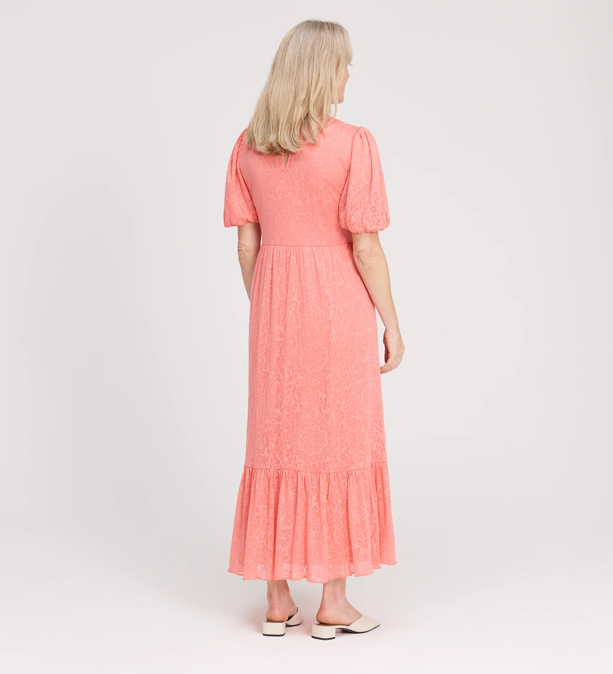 Yasmine Coral Jersey Midi Dress - Image 4