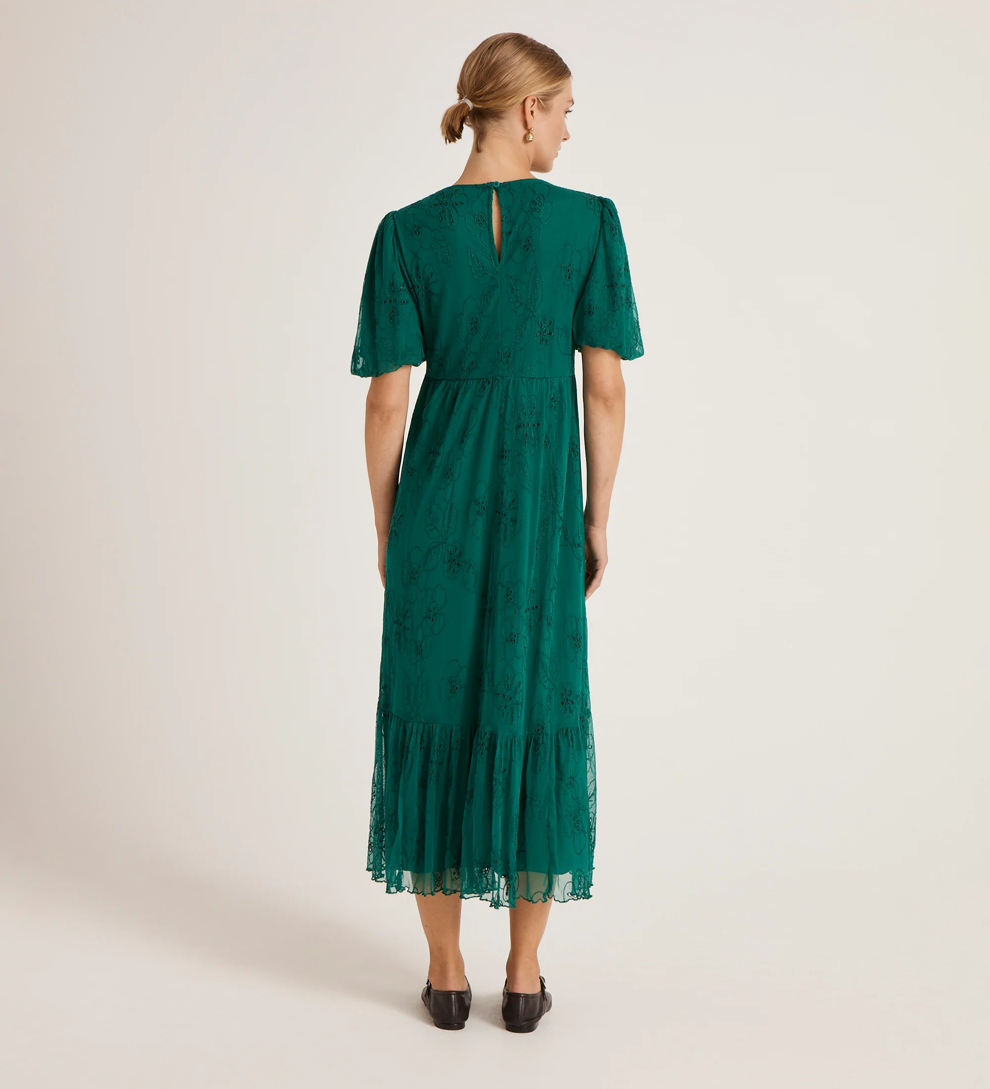 Yasmine Green Mesh Midi Tea Dress - Image 4